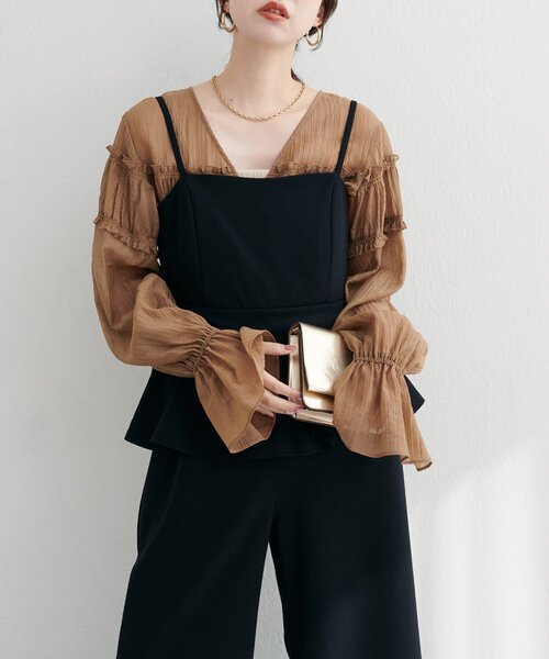 natural couture（ナチュラルクチュール）の「【WEB限定】ギャザーティアードロングブラウス（シャツ/ブラウス・レディース・レッド系その他/モカ/グリーン系その他/ブラック/オフホワイト・FREE）」の22枚目の写真