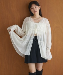 natural couture | 【WEB限定】ギャザーティアードロングブラウス(シャツ/ブラウス)