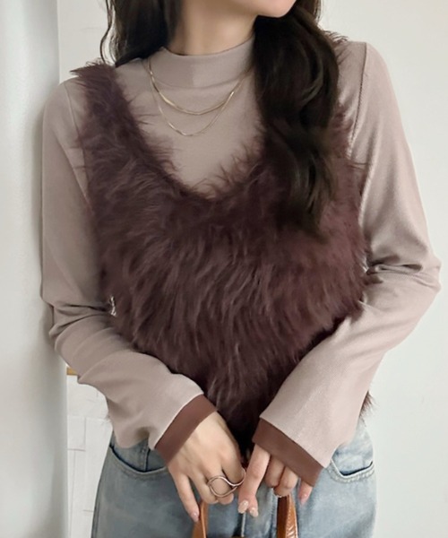 TREOVER(トレオーバー)の「【選べる無地&配色デザイン】配色アソート プチハイネックリブトップス(Tシャツ/カットソー・レディース・グレイッシュベージュ/ブラウン系その他/チャコールグレー×ブラック/ホワイト×ブラック/カーキ/ブラック/グリーン系その他/チャコール/ブラック×ホワイト/ベージュ系その他/ブラウン/オフホワイト・LARGE/MEDIUM/X-LARGE)」の9枚目の写真