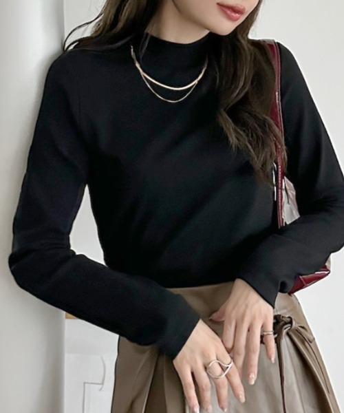 TREOVER(トレオーバー)の「【選べる無地&配色デザイン】配色アソート プチハイネックリブトップス(Tシャツ/カットソー・レディース・グレイッシュベージュ/ブラウン系その他/チャコールグレー×ブラック/ホワイト×ブラック/カーキ/ブラック/グリーン系その他/チャコール/ブラック×ホワイト/ベージュ系その他/ブラウン/オフホワイト・LARGE/MEDIUM/X-LARGE)」の15枚目の写真