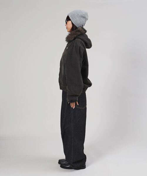 FFEIN（フェイン）の「【FFEIN（フェイン）】ヴィンテージライクデニムファーブルゾン / デニム ジャケット ボア ジップパーカー フーディ 刺繍 加工（パーカー・メンズ・ブラック/ブラウン・SMALL/MEDIUM）」の12枚目の写真