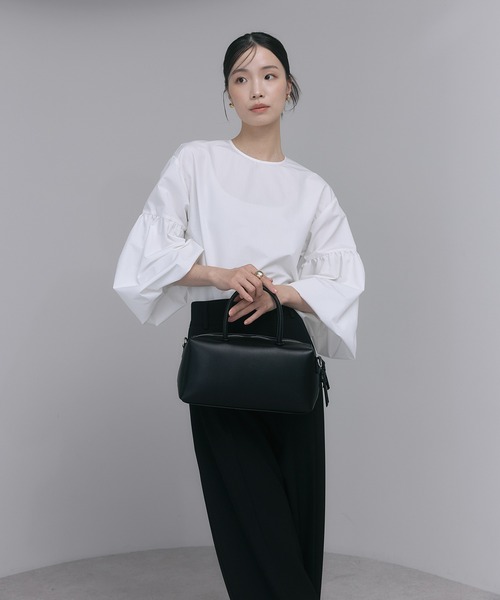 soins（ソワン）の「【牛革】ボックスハンドバッグ（ハンドバッグ・レディース・ブラック/グレイッシュベージュ・FREE）」の9枚目の写真