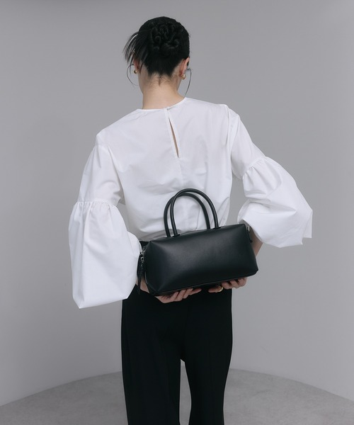 soins（ソワン）の「【牛革】ボックスハンドバッグ（ハンドバッグ・レディース・ブラック/グレイッシュベージュ・FREE）」の12枚目の写真