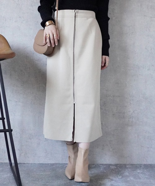 Emma（SELECT LEVERY）（エマ セレクトリベリー）の「リバーシブルファスナーロングスカート（スカート・レディース・ブラック/グレー/ベージュ・MEDIUM）」の3枚目の写真