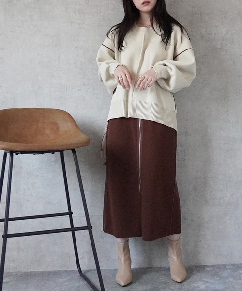 Emma（SELECT LEVERY）（エマ セレクトリベリー）の「リバーシブルファスナーロングスカート（スカート・レディース・ブラック/グレー/ベージュ・MEDIUM）」の4枚目の写真