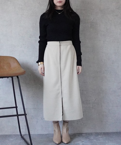 Emma（SELECT LEVERY）（エマ セレクトリベリー）の「リバーシブルファスナーロングスカート（スカート・レディース・ブラック/グレー/ベージュ・MEDIUM）」の8枚目の写真