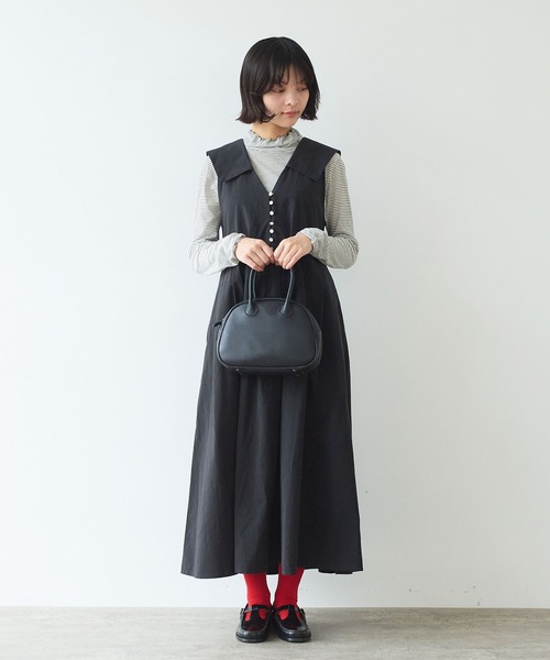 bulle de savon(ビュルデサボン)の「コットン/キュプラ 高密度ブロード セーラーワンピース(ワンピース・レディース・ブラック/ピンク・FREE)」の8枚目の写真