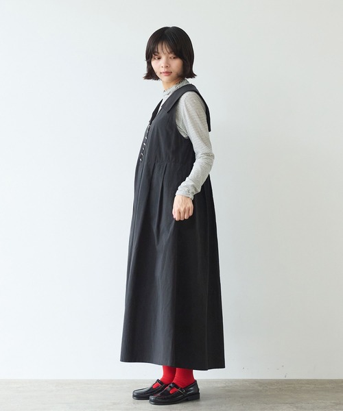 bulle de savon(ビュルデサボン)の「コットン/キュプラ 高密度ブロード セーラーワンピース(ワンピース・レディース・ブラック/ピンク・FREE)」の9枚目の写真