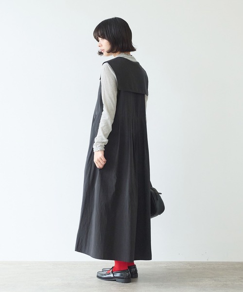 bulle de savon(ビュルデサボン)の「コットン/キュプラ 高密度ブロード セーラーワンピース(ワンピース・レディース・ブラック/ピンク・FREE)」の10枚目の写真