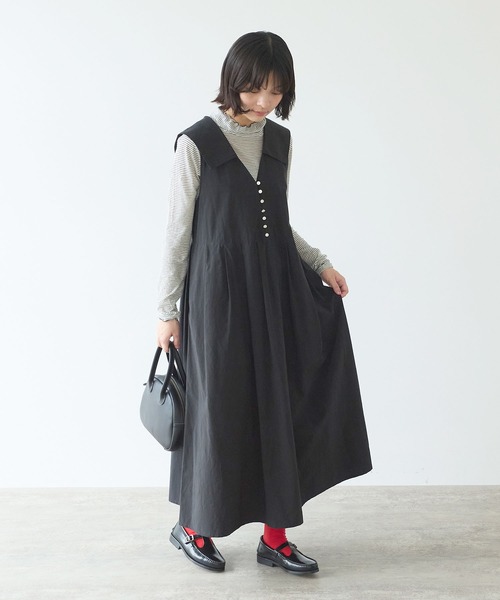 bulle de savon(ビュルデサボン)の「コットン/キュプラ 高密度ブロード セーラーワンピース(ワンピース・レディース・ブラック/ピンク・FREE)」の12枚目の写真