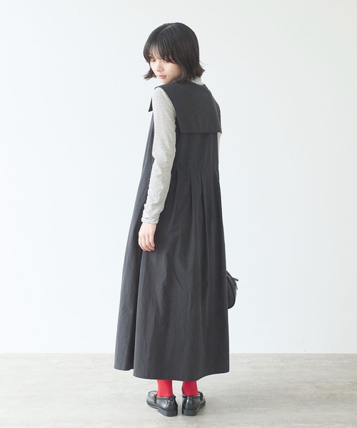 bulle de savon(ビュルデサボン)の「コットン/キュプラ 高密度ブロード セーラーワンピース(ワンピース・レディース・ブラック/ピンク・FREE)」の13枚目の写真