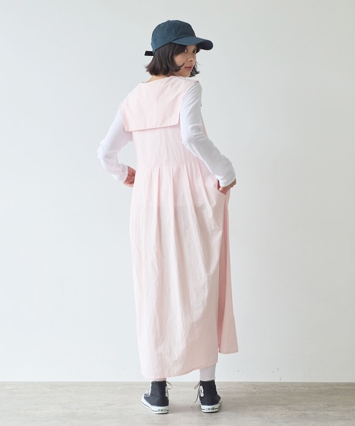 bulle de savon(ビュルデサボン)の「コットン/キュプラ 高密度ブロード セーラーワンピース(ワンピース・レディース・ブラック/ピンク・FREE)」の6枚目の写真