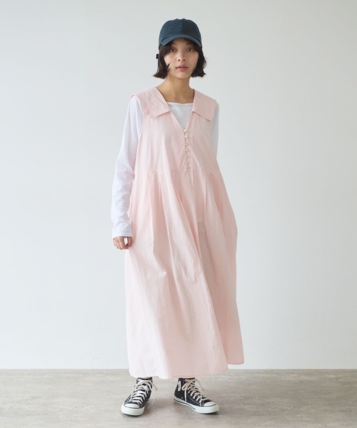 bulle de savon(ビュルデサボン)の「コットン/キュプラ 高密度ブロード セーラーワンピース(ワンピース・レディース・ブラック/ピンク・FREE)」の3枚目の写真