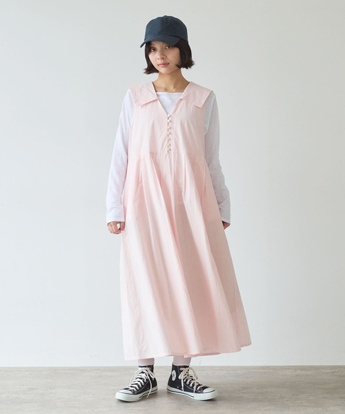 コットン/キュプラ 高密度ブロード セーラーワンピース（ワンピース