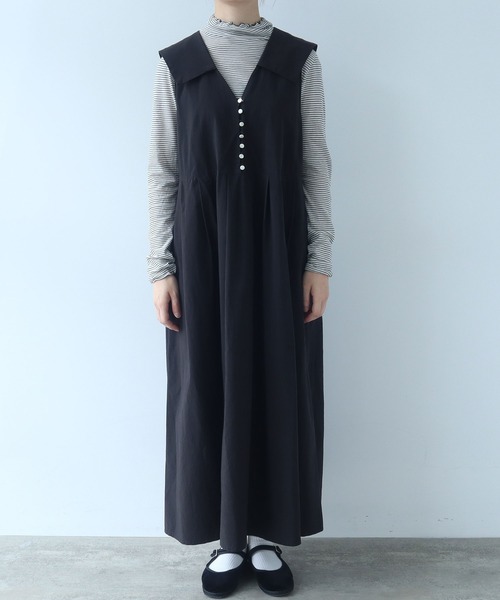 bulle de savon(ビュルデサボン)の「コットン/キュプラ 高密度ブロード セーラーワンピース(ワンピース・レディース・ブラック/ピンク・FREE)」の14枚目の写真