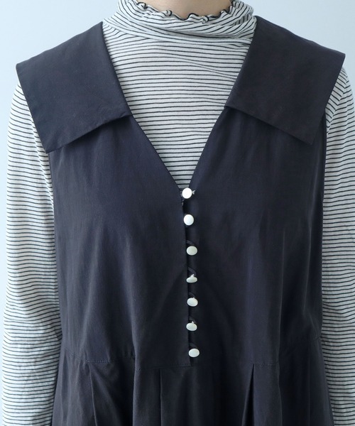 bulle de savon(ビュルデサボン)の「コットン/キュプラ 高密度ブロード セーラーワンピース(ワンピース・レディース・ブラック/ピンク・FREE)」の17枚目の写真