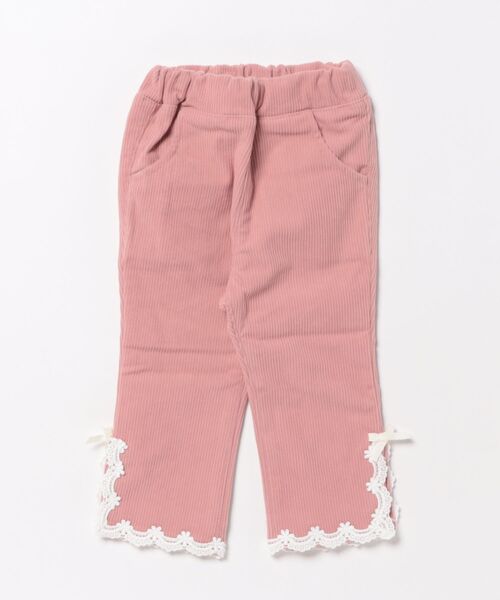 Crescent(クレッセント)の「裾レースニットコール裏起毛ロングパンツ(その他パンツ・キッズ・ピンク/オフホワイト・120/110/100/90/80)」の2枚目の写真