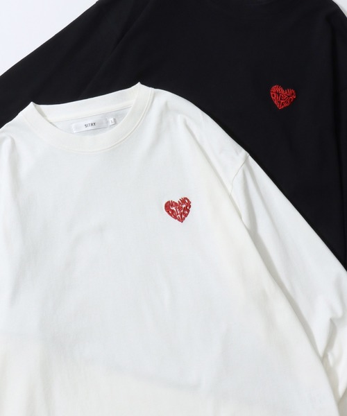 SITRY（シトリー）の「SITRY Heart Embroidery T-Shirt/別注 オーバーサイズ ハートロゴ ワンポイントラメ刺繍 長袖Tシャツ ロンT レディース メンズ（Tシャツ/カットソー・レディース・ホワイト/ブラック系その他/ブラック/ホワイト系その他2/ホワイト系その他3/ブラック系その他2/ブラック系その他3/ホワイト系その他・M/L/XL）」の3枚目の写真