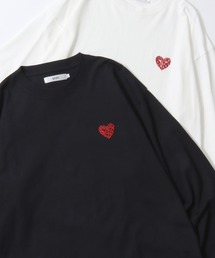 2026AW新色追加 SITRY Heart Embroidery T-Shirt/別注 オーバーサイズ ハートロゴ ワンポイントラメ刺繍 長袖Tシャツ ロンT レディース メンズ