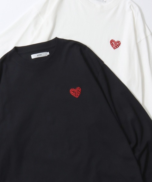 SITRY（シトリー）の「SITRY Heart Embroidery T-Shirt/別注 オーバーサイズ ハートロゴ ワンポイントラメ刺繍 長袖Tシャツ ロンT レディース メンズ（Tシャツ/カットソー・レディース・ホワイト/ブラック系その他/ブラック/ホワイト系その他2/ホワイト系その他3/ブラック系その他2/ブラック系その他3/ホワイト系その他・M/L/XL）」の7枚目の写真