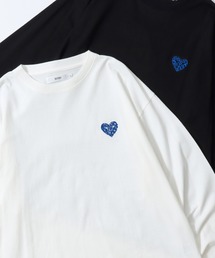2026AW新色追加 SITRY Heart Embroidery T-Shirt/別注 オーバーサイズ ハートロゴ ワンポイントラメ刺繍 長袖Tシャツ ロンT レディース メンズ