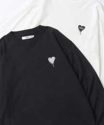 SITRY（シトリー）の「SITRY Heart Embroidery T-Shirt/別注 オーバーサイズ ハートロゴ ワンポイントラメ刺繍 長袖Tシャツ ロンT レディース メンズ（Tシャツ/カットソー・メンズ）」