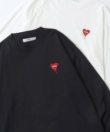 SITRY（シトリー）の「SITRY Heart Embroidery T-Shirt/別注 オーバーサイズ ハートロゴ ワンポイントラメ刺繍 長袖Tシャツ ロンT レディース メンズ（Tシャツ/カットソー）」
