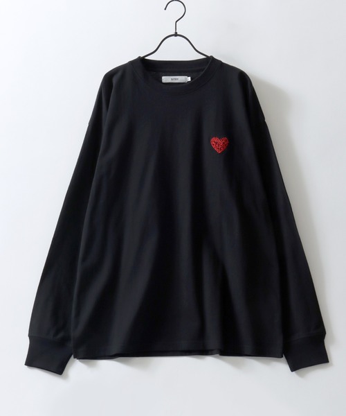 SITRY（シトリー）の「SITRY Heart Embroidery T-Shirt/別注 オーバーサイズ ハートロゴ ワンポイントラメ刺繍 長袖Tシャツ ロンT レディース メンズ（Tシャツ/カットソー・レディース・ホワイト/ブラック系その他/ブラック/ホワイト系その他2/ホワイト系その他3/ブラック系その他2/ブラック系その他3/ホワイト系その他・M/L/XL）」の12枚目の写真