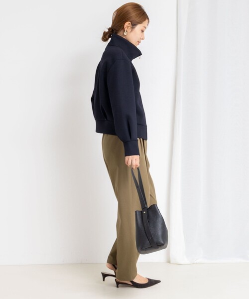 NOLLEY’S（ノーリーズ）の「《セットアップ対応》ウォッシャブルエアボールスタンドジップブルゾン（ブルゾン・レディース・チャコールグレー/ブラック・38）」の4枚目の写真