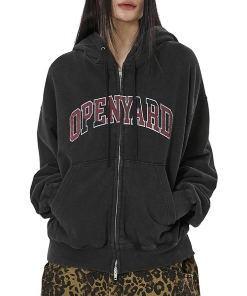 "OY/ОУ" WASHED CRACK HOODIE ZIP UP — худи с молнией и эффектом кракле