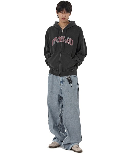 OY(オーワイ)の「『OY/オーワイ』WASHED CRACK HOODIE ZIP UP/ウォッシュドクラックジップアップパーカー(パーカー・レディース・ブラック・L/M)」の9枚目の写真