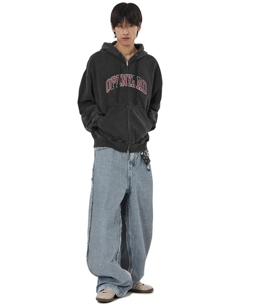 OY(オーワイ)の「『OY/オーワイ』WASHED CRACK HOODIE ZIP UP/ウォッシュドクラックジップアップパーカー(パーカー・レディース・ブラック・L/M)」の10枚目の写真