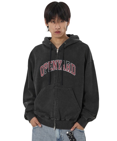OY(オーワイ)の「『OY/オーワイ』WASHED CRACK HOODIE ZIP UP/ウォッシュドクラックジップアップパーカー(パーカー・レディース・ブラック・L/M)」の8枚目の写真