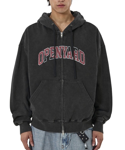 OY(オーワイ)の「『OY/オーワイ』WASHED CRACK HOODIE ZIP UP/ウォッシュドクラックジップアップパーカー(パーカー・レディース・ブラック・L/M)」の5枚目の写真