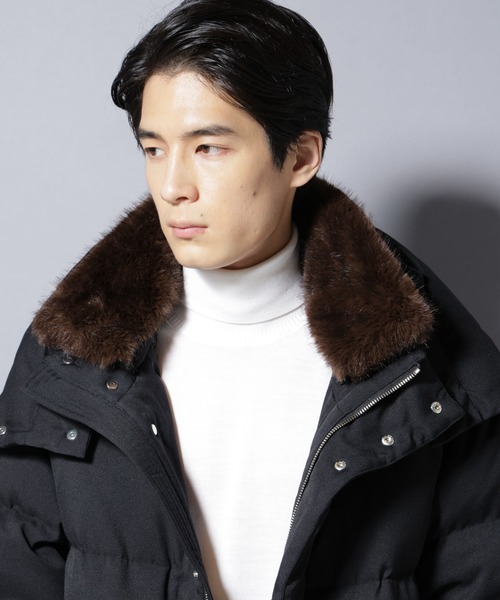 NANO universe(ナノユニバース)の「「西川ダウン(R)」フェイクファーカラーサージロングダウン(ダウンジャケット/コート・メンズ・ブラック/ネイビー・L/M/S)」の16枚目の写真