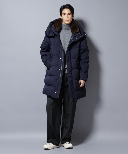 セール】「西川ダウン(R)」フェイクファーカラーサージロングダウン