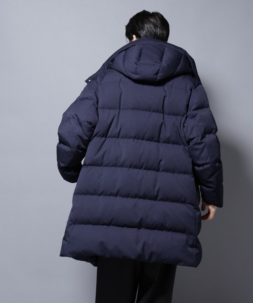 美品　ナノユニバース　西川ダウン　ダウンコート　コクーン型　ネイビー　毛皮　40 NANO universe（ナノ・ユニバース） ダウンコート「西川ダウンコラボ