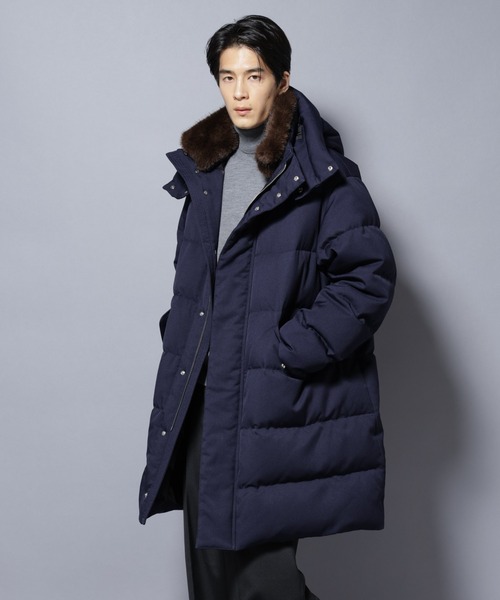 美品　未使用級　ナノユニバース　西川ダウン　ロングコート　ファー　フード　紺 楽天市場】【予約商品】【NU×NISHIKAWA】西川ダウン/FOXファーロング