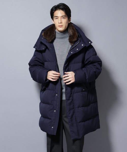 ✨極美品✨ MAN NEW YORK ロング ダウンファー ライナー 西川ダウン(R)」フェイクファーカラーサージロングダウン（ダウン