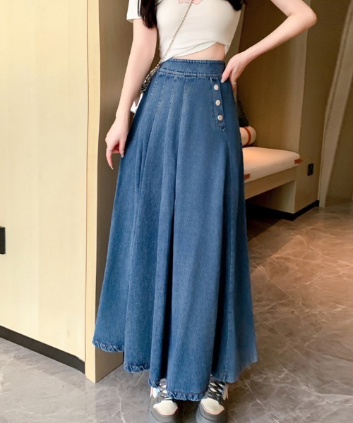 ブルーレーベルクレストブリッジ★デニム風ロングスカート★38 デニムワイドパンツ（パンツ）｜BLUE LABEL CRESTBRIDGE(ブルー