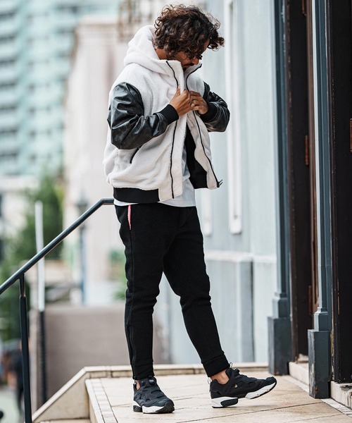 felkod(フィルコッド)の「mj11047-Synthetic Leather Combination Boa Hooded Blouson フーデッドブルゾン(F25F030)(ブルゾン・メンズ・ブラック/ホワイト×ブラック・S/M/L)」の8枚目の写真