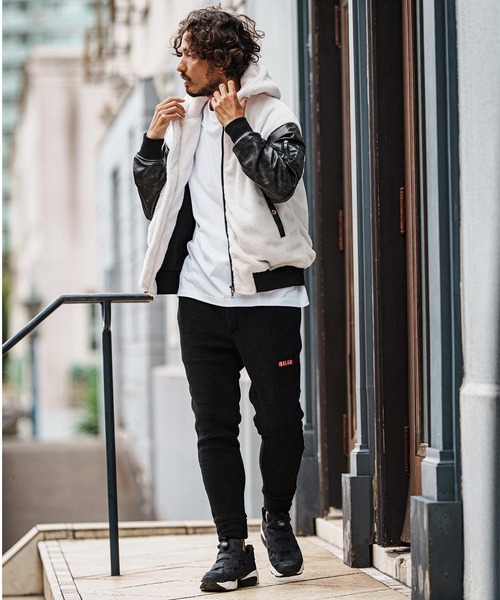 felkod(フィルコッド)の「mj11047-Synthetic Leather Combination Boa Hooded Blouson フーデッドブルゾン(F25F030)(ブルゾン・メンズ・ブラック/ホワイト×ブラック・S/M/L)」の9枚目の写真