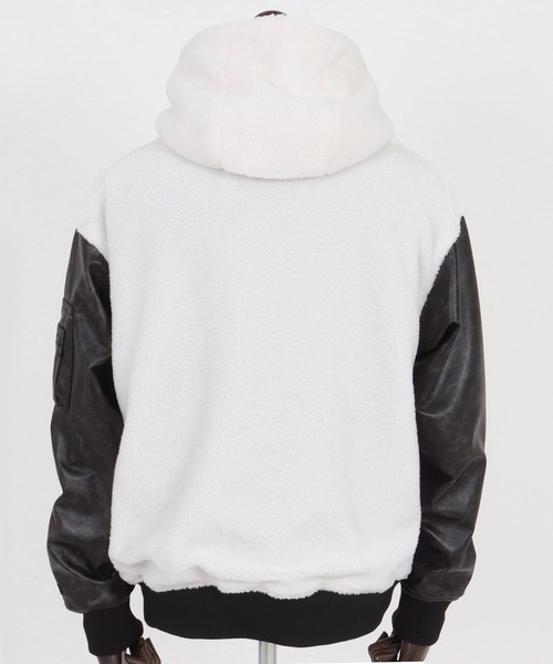 felkod(フィルコッド)の「mj11047-Synthetic Leather Combination Boa Hooded Blouson フーデッドブルゾン(F25F030)(ブルゾン・メンズ・ブラック/ホワイト×ブラック・S/M/L)」の19枚目の写真