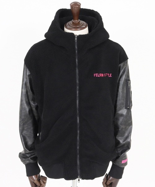 felkod(フィルコッド)の「mj11047-Synthetic Leather Combination Boa Hooded Blouson フーデッドブルゾン(F25F030)(ブルゾン・メンズ・ブラック/ホワイト×ブラック・S/M/L)」の21枚目の写真
