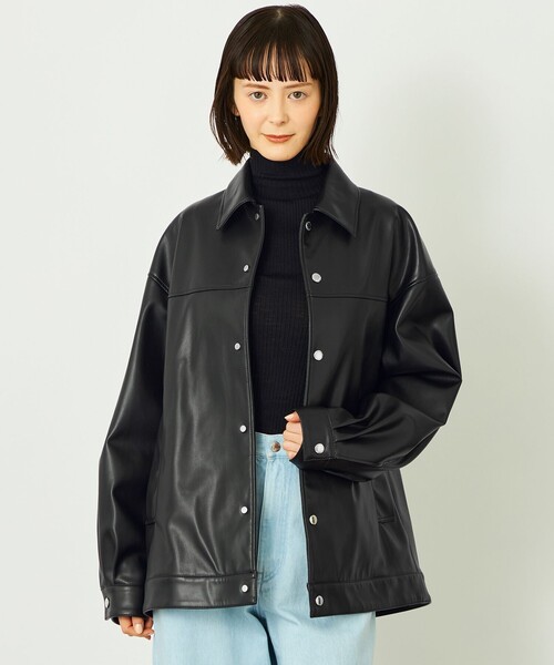 MACKINTOSH PHILOSOPHY(マッキントッシュ フィロソフィー)の「GREY LABEL 【HARLTON(ハールトン)】フェイクレザー(ブルゾン・レディース・ブラウン系その他5/ブラック・2/6)」の1枚目の写真