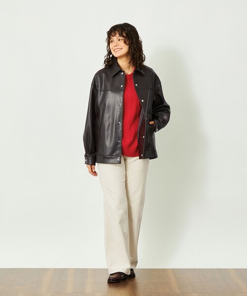 MACKINTOSH PHILOSOPHY(マッキントッシュ フィロソフィー)の「GREY LABEL 【HARLTON(ハールトン)】フェイクレザー(ブルゾン・レディース・ブラウン系その他5/ブラック・2/6)」の5枚目の写真