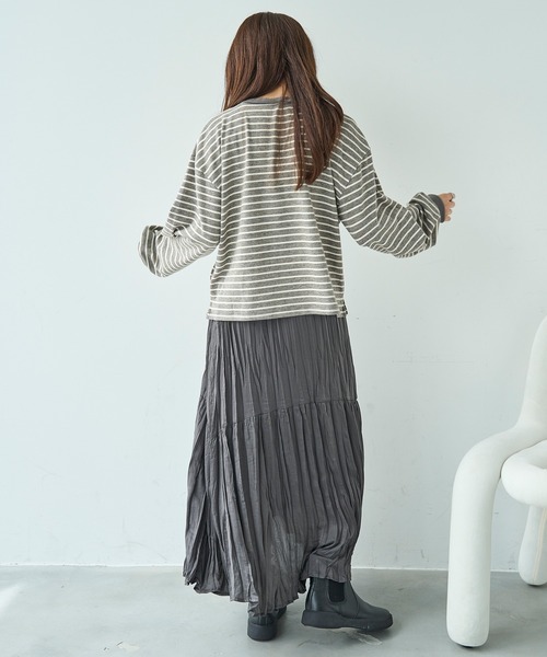 mil(ミル)の「ボリューム袖 ボーダーロンT【588093】(Tシャツ/カットソー・レディース・ブラック×ホワイト/ライトグレー/ホワイト×グレー・XS/S)」の5枚目の写真