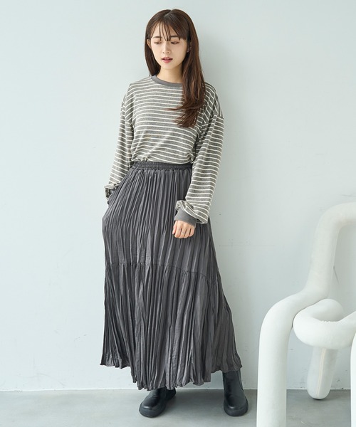 mil(ミル)の「ボリューム袖 ボーダーロンT【588093】(Tシャツ/カットソー・レディース・ブラック×ホワイト/ライトグレー/ホワイト×グレー・XS/S)」の9枚目の写真