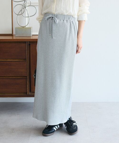 Green Parks(グリーンパークス)の「楽ちんIラインリブスカート(スカート・レディース・オフホワイト/杢グレー/ブラック/ボルドー・FREE)」の21枚目の写真