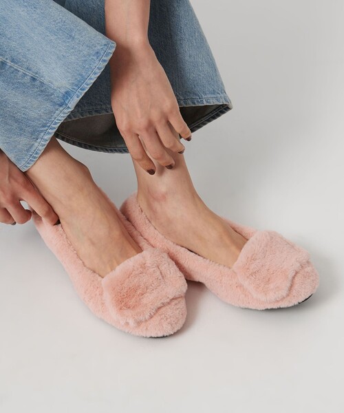 セール】＜PIPPICHIC＞CHUCHU フェイクファー フラットシューズ